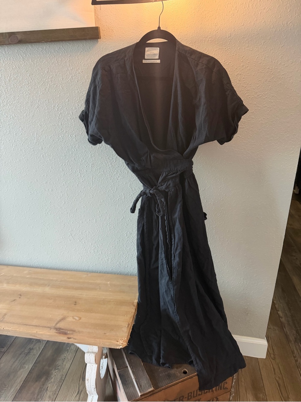 Urban Outfitters Black Wrap Robe with Waist Tie